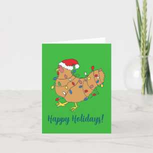 Hen/Chicken Ready for Christmas Holiday Card