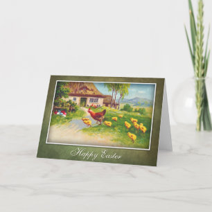 Hen, Chickens and Easter Eggs Holiday Card