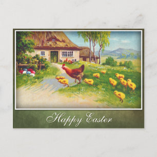 Hen, Chickens and Easter Eggs Holiday Postcard