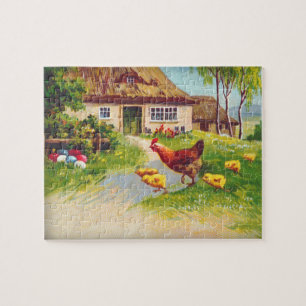 Hen, Chickens and Easter Eggs Jigsaw Puzzle