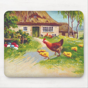 Hen, Chickens and Easter Eggs Mouse Mat
