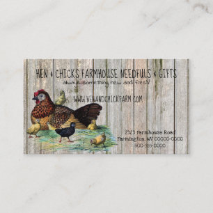 Hen & Chicks Rustic Farmhouse Style Business Card
