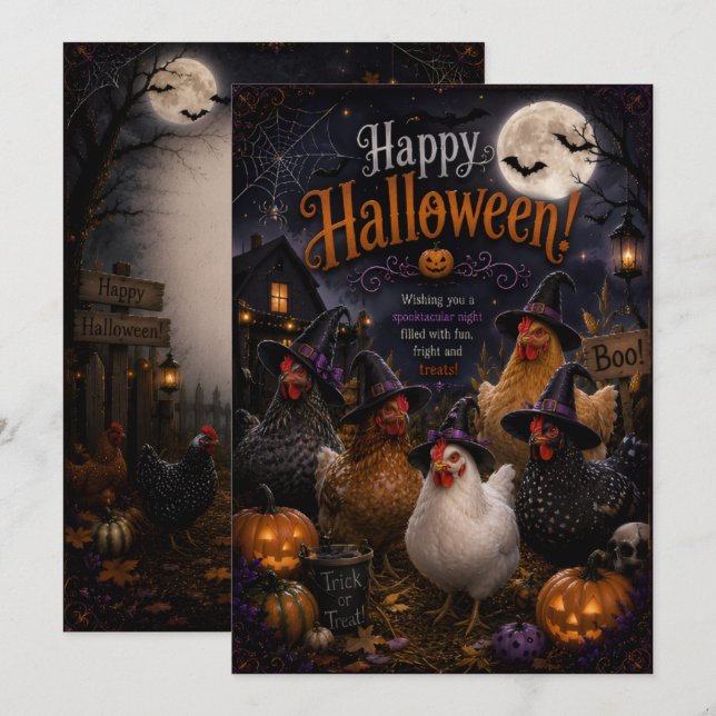 hen design hallloween card front back design (Front/Back)