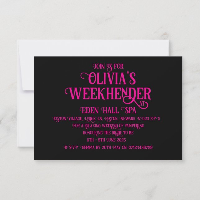 Hen Do Invitations | Custom Party Invites. (Back)