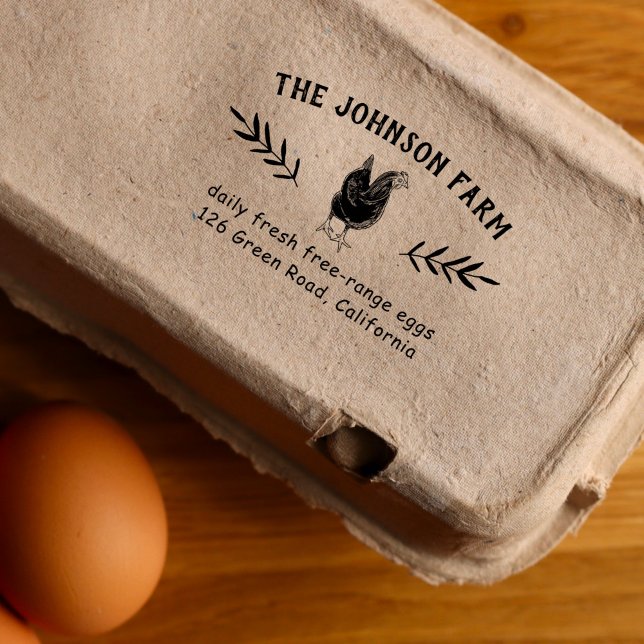 Hen Family Farm Fresh Eggs Address Rubber Stamp (Creator Uploaded)