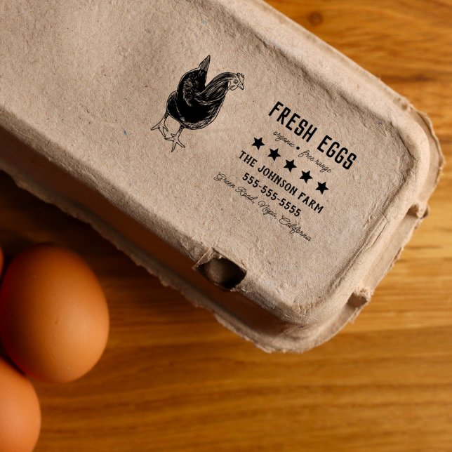 Hen Family Farm Fresh Eggs Address Rubber Stamp (Creator Uploaded)