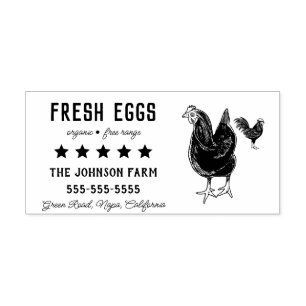 Hen Family Farm Fresh Eggs Address Rubber Stamp
