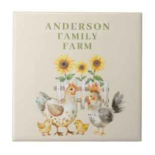 Hen Farm House Personalised  Tile