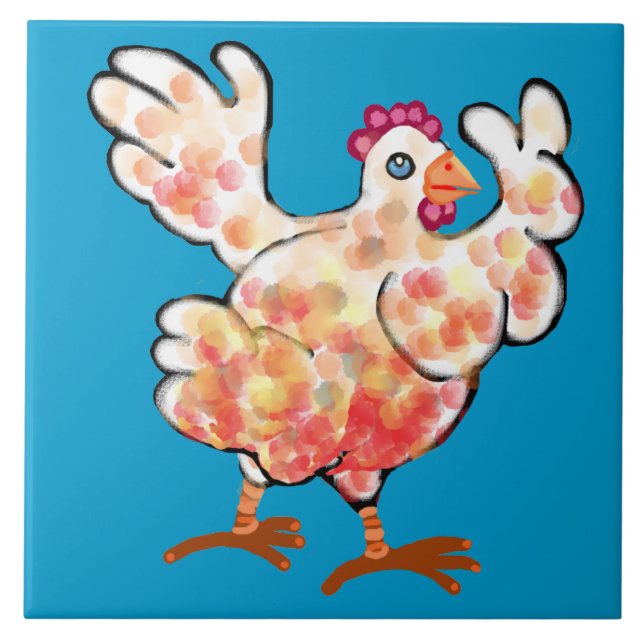 Hen flapping her wings tile (Front)