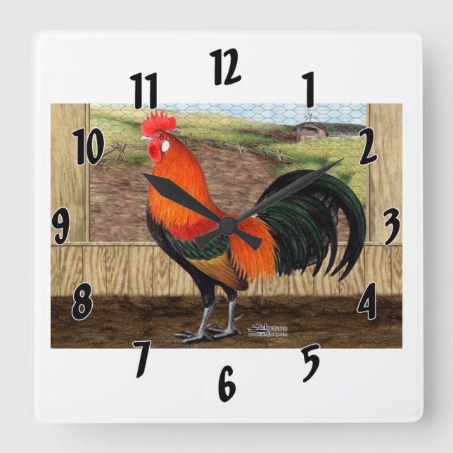 Hen House Hero Square Wall Clock (Front)
