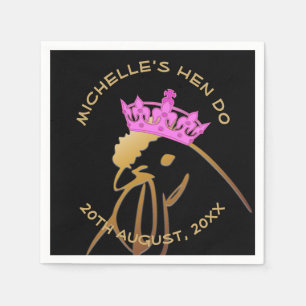 Hen in Pink Crown Bachelorette Party Napkin