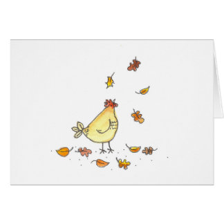 Hen In The Leaves