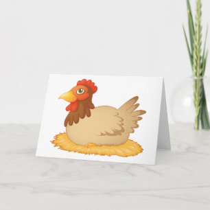 Hen Laying On A Nest Greeting Cards