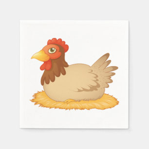 Hen Laying On Eggs Paper Napkins