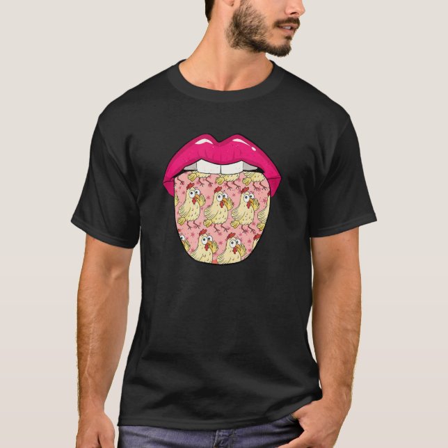 Hen Lips Eggs   Farm Farming Farmer Chicken T-Shirt (Front)