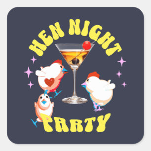 Hen Night Party, Bachelorette Party Funny Hens  Square Sticker