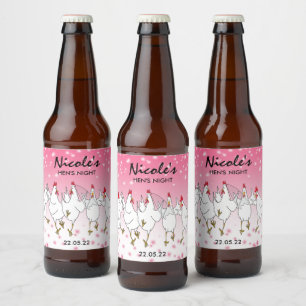 Hen Night Personalised Pink Sparkle Beer Label 