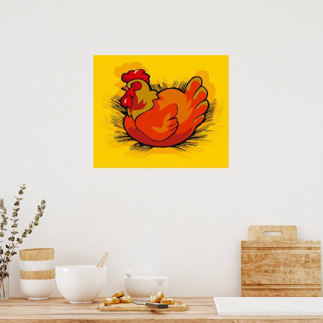 Hen on Nest Bright Farmyard Chicken Poster (Creator Uploaded)