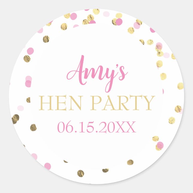 Hen Party Bachelorette Party Favours Classic Round Sticker (Front)