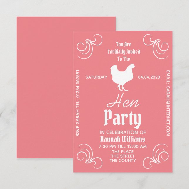 Hen Party Celebration Invitation (Front/Back)
