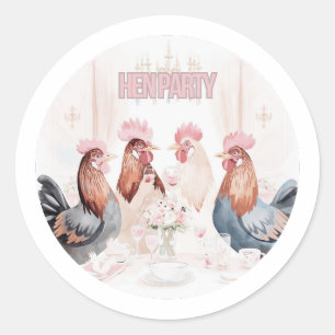 Hen Party Design   Girly Pink Hens Bachelorette Classic Round Sticker