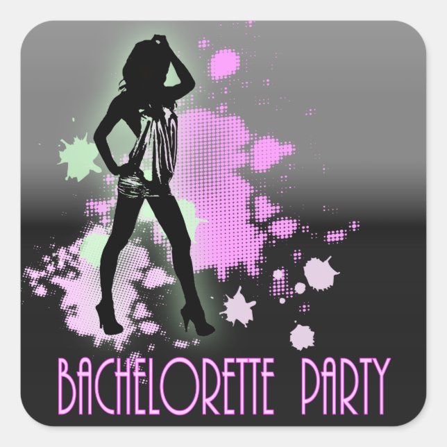 Hen Party Mrs Bride silhouette  Bachelorette Party Square Sticker (Front)