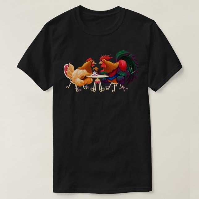 Hen Rooster Caf T-Shirt (Design Front)