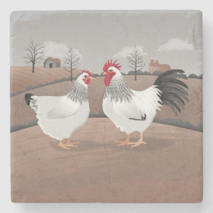 Hen & Rooster Stone Coaster