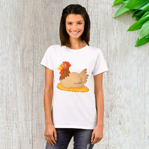 Hen Sitting on Nest Cute Farm Animal T-Shirt