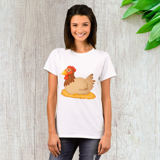 Hen Sitting on Nest Cute Farm Animal  T-Shirt (Creator Uploaded)