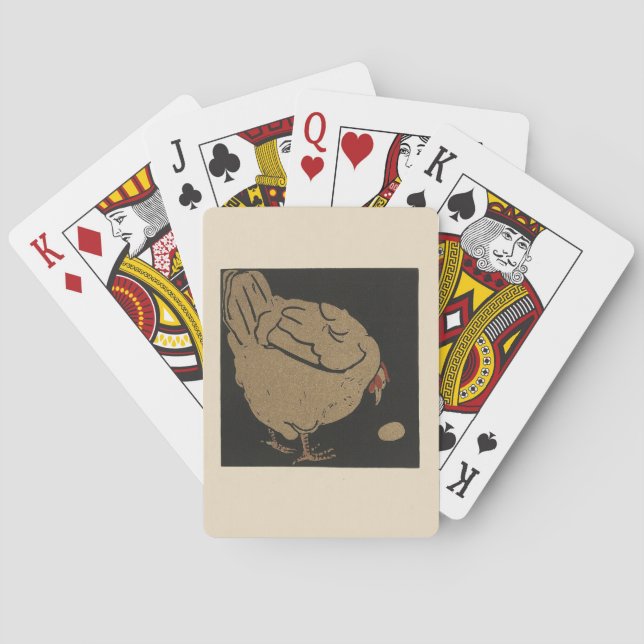 Hen - Square Animals Illustration Playing Cards (Back)