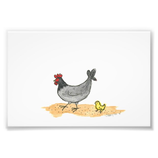 HEN WITH CHICK PHOTO PRINT (Front)