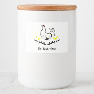 Hen with Yellow Chicks Line Art Food Label