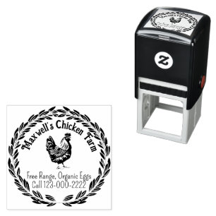 Hen Wreath Classic Egg Carton Labelling Self-inking Stamp