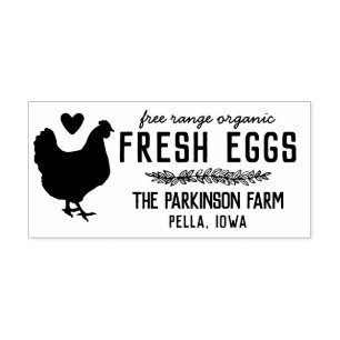 Hen Wreath Heart Fresh Eggs Farm Name Rubber Stamp
