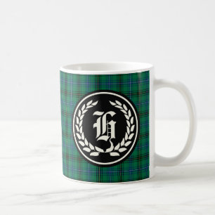 Henderson Clan Green and Blue Tartan Monogram Coffee Mug