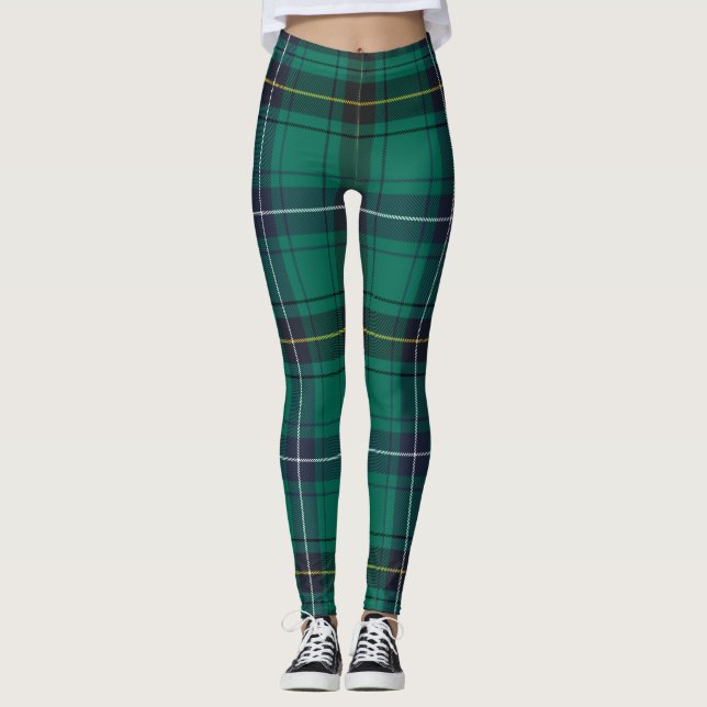 Henderson Clan Tartan Scottish Plaid Highlands Leggings (Front)
