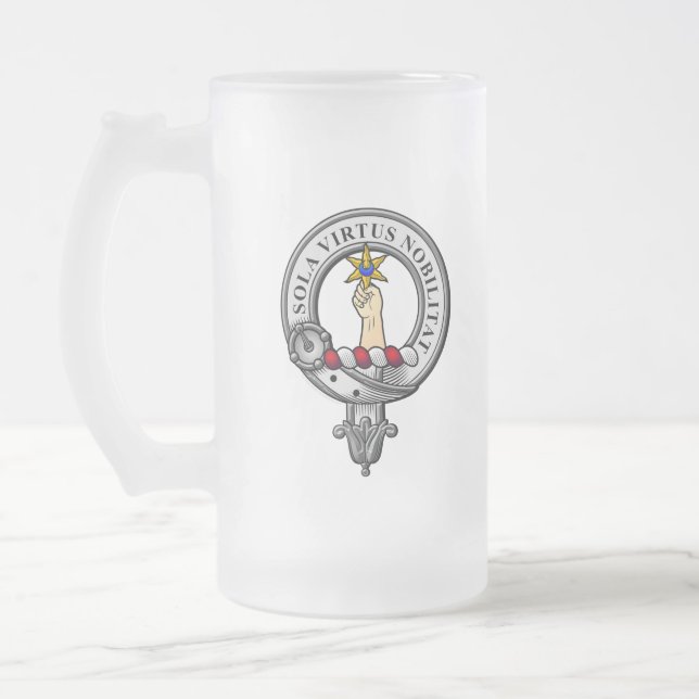 Henderson Crest Badge Frosted Glass Beer Mug (Left)