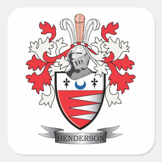 Henderson Family Crest Coat of Arms Square Sticker (Front)