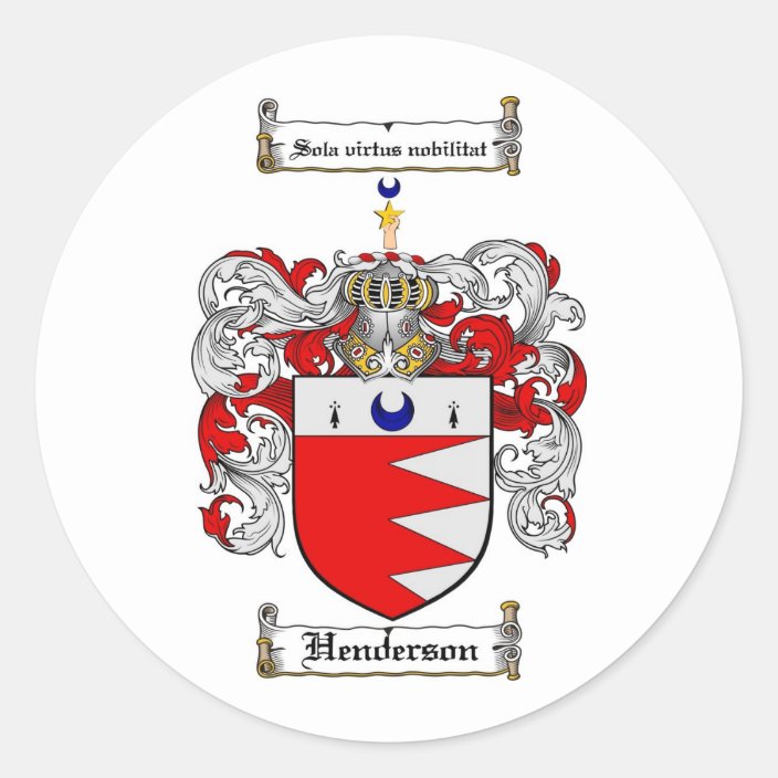 HENDERSON FAMILY CREST - HENDERSON COAT OF ARMS CLASSIC ROUND STICKER ...