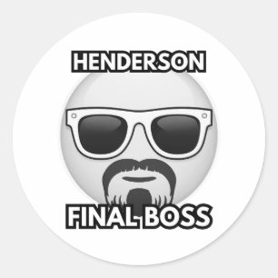 Henderson Final Boss Cool Emoji Classic Round Sticker