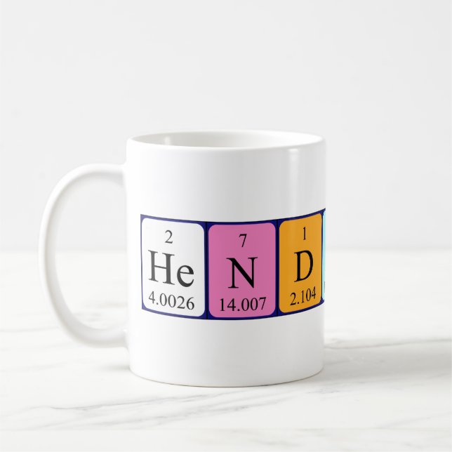 Henderson periodic table name mug (Left)