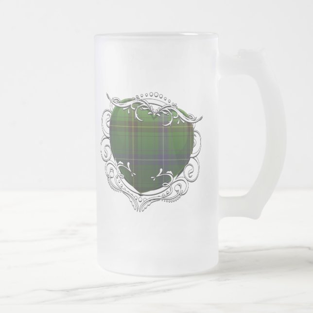 Henderson Tartan Heart Frosted Glass Beer Mug (Right)