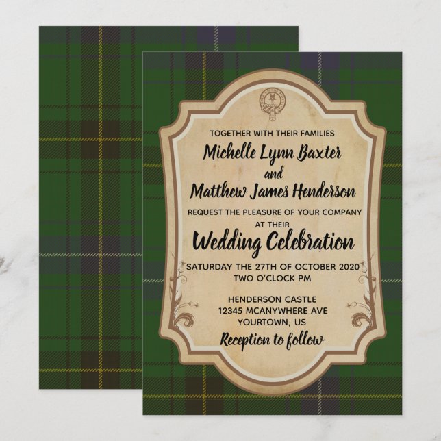 Henderson Tartan Wedding Invitation (Front/Back)