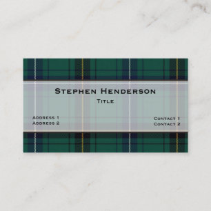 Henderson Teal Tartan Plaid Custom Business Card