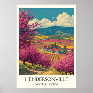 Hendersonville NC Vintage Apple Orchard Valley Art Poster