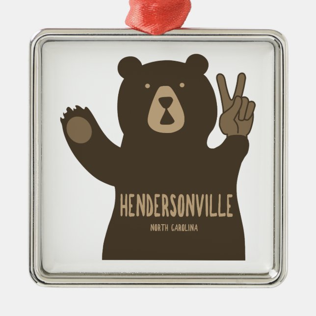 Hendersonville North Carolina Peace Bear Metal Tree Decoration (Front)