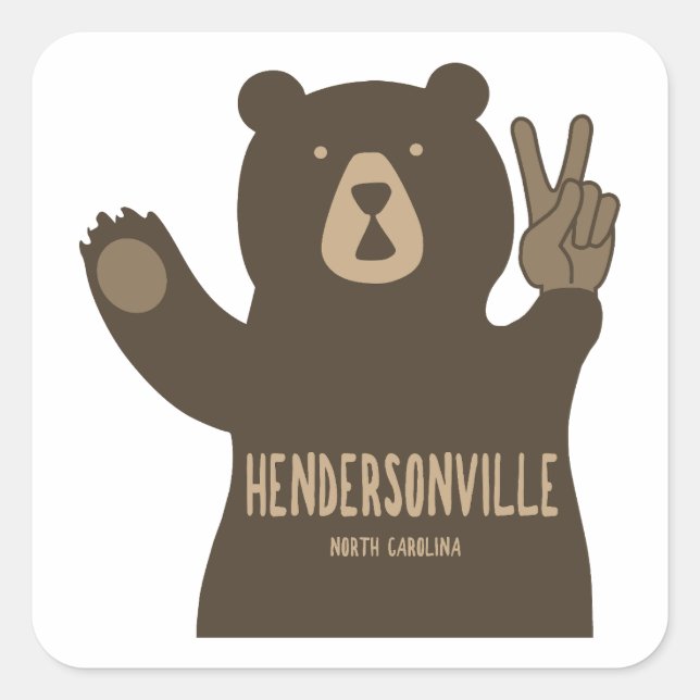 Hendersonville North Carolina Peace Bear Square Sticker (Front)