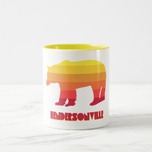 Hendersonville North Carolina Rainbow Bear Two-Tone Coffee Mug