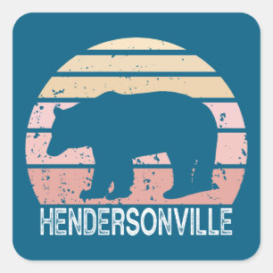 Hendersonville North Carolina Retro Bear Square Sticker